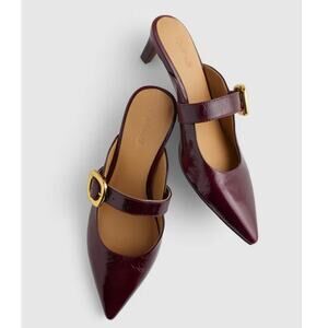 MADEWELL Emilie Mule in Deep Plum Crinkled Patent Leather size 8.5